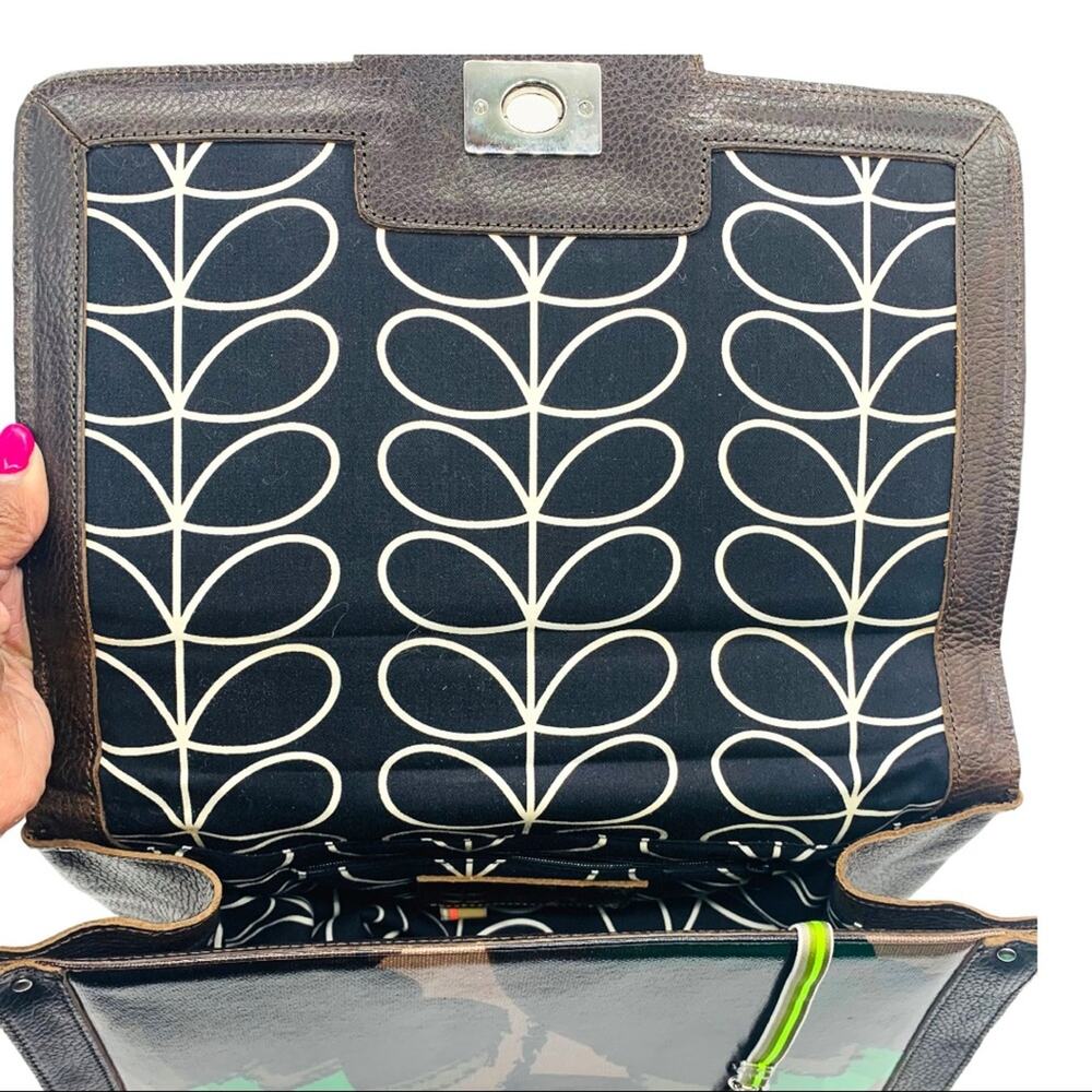Orla Kiely Brown and Green Satchel - Picture 14 of 15